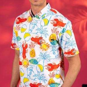 RSVLTS Sunbake KUNUFLEX Short Sleeve Shirt in Orange — front view