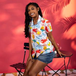 RSVLTS Sunbake Women's KUNUFLEX Short Sleeve Shirt in Orange — front view