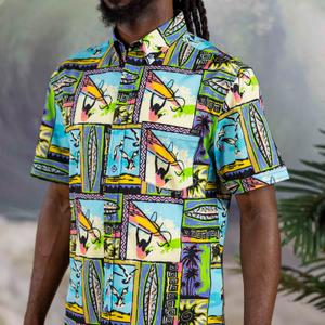 RSVLTS Venice '93 KUNUFLEX Short Sleeve Shirt in Multicolor — front view