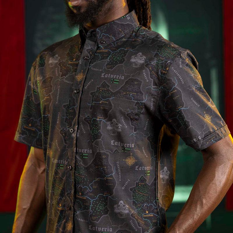 RSVLTS The Legend of Latveria KUNUFLEX Short Sleeve Shirt in Green — detail 4