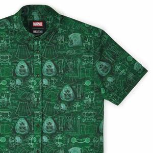 RSVLTS Doom-prints KUNUFLEX Short Sleeve Shirt in Green — front view
