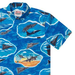RSVLTS Hey, Goose, Ya Big Stud! KUNUFLEX Short Sleeve Shirt in Blue — front view