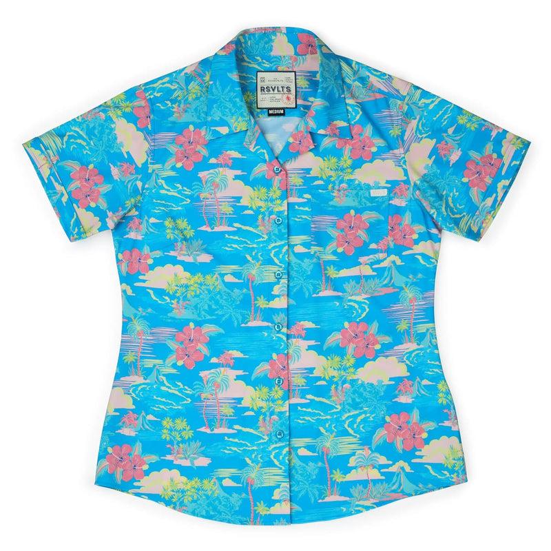 RSVLTS Magnum Tide Women's KUNUFLEX Short Sleeve Shirt in Blue — detail 2