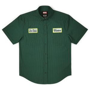 RSVLTS Von Doom Metal Works KUNUFLEX Short Sleeve Shirt in Green — front view