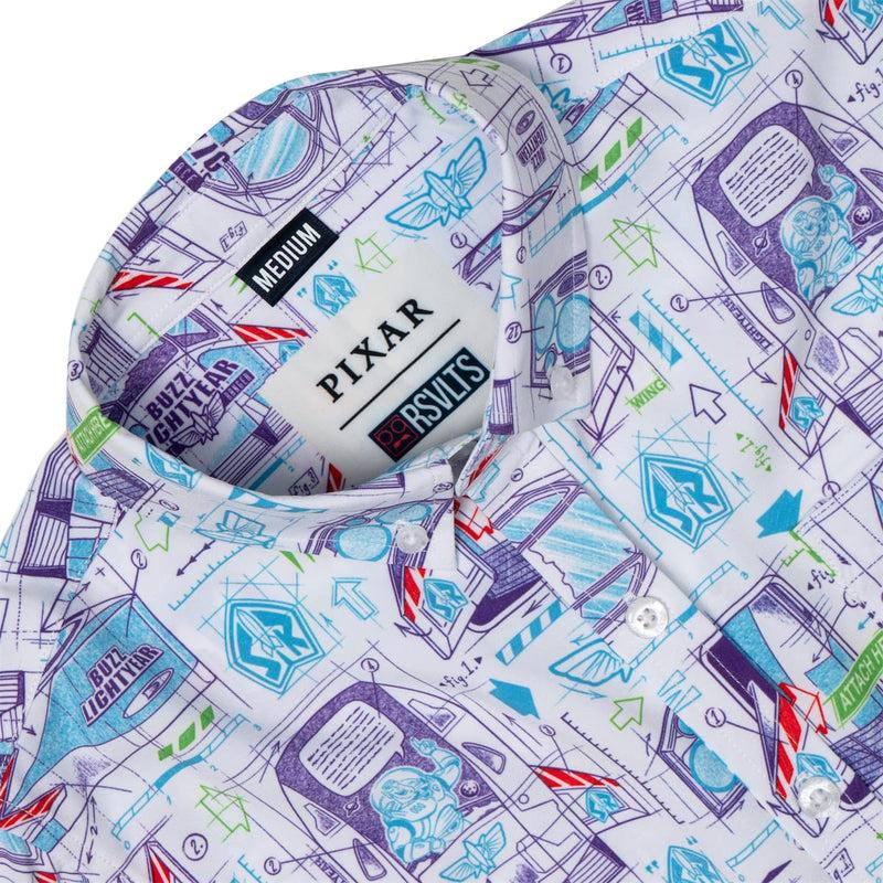 RSVLTS Space Ranger Schematics Youth KUNUFLEX Short Sleeve Shirt in Blue — detail 3