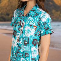 RSVLTS Fear the Kakamora Women's KUNUFLEX Short Sleeve Shirt in Blue — detail 3