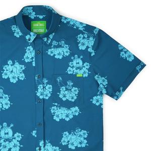 RSVLTS Petal Party KUNUFLEX Short Sleeve Shirt in Blue — front view