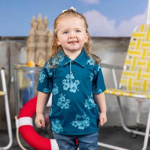 RSVLTS Petal Party Preschool All-Day Polo in Blue — front view