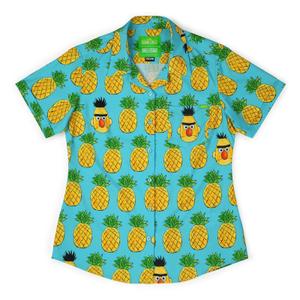RSVLTS Bert-apple Women's KUNUFLEX Short Sleeve Shirt in Green — front view