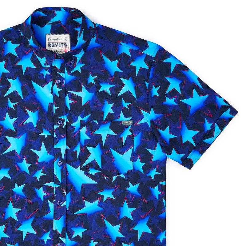 RSVLTS Bold Glory KUNUFLEX Short Sleeve Shirt in Blue — detail 2