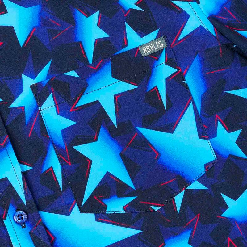 RSVLTS Bold Glory KUNUFLEX Short Sleeve Shirt in Blue — detail 4