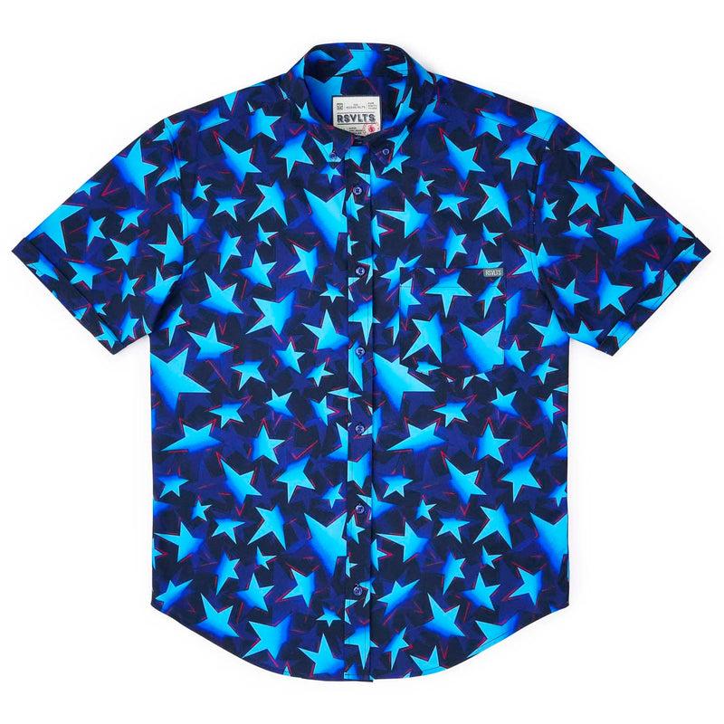 RSVLTS Bold Glory KUNUFLEX Short Sleeve Shirt in Blue — detail 5