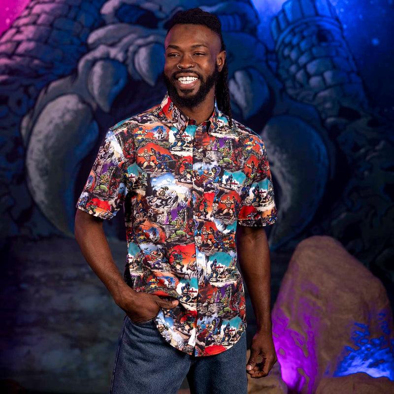 RSVLTS Panels of Power KUNUFLEX Short Sleeve Shirt in Multicolor — detail 4