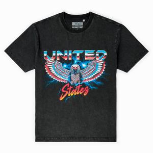 RSVLTS United States of Metal Vintage Crewneck Tee in Black — front view