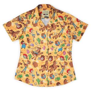RSVLTS The Original Roundup Gang Women's KUNUFLEX Short Sleeve Shirt in Orange — front view