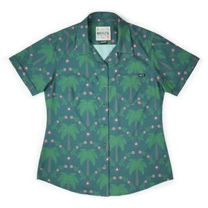 RSVLTS BIG Keep Palm Women's KUNUFLEX Short Sleeve Shirt in Green — front view