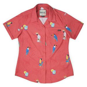 RSVLTS BIG Tropical Flocktails Women's KUNUFLEX Short Sleeve Shirt in Pink — front view