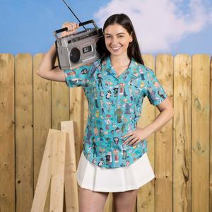 RSVLTS Citizens of Danville Women's KUNUFLEX Short Sleeve Shirt in Green — front view