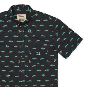 RSVLTS Semi-Aquatic Egg-Laying Mammal of Action KUNUFLEX Short Sleeve Shirt in Black — front view