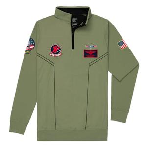 RSVLTS Danger Zone Quarter Zip in Green — front view