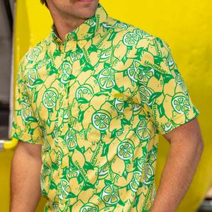 RSVLTS When Life Gives You Lemons KUNUFLEX Short Sleeve Shirt in Green — front view