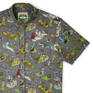RSVLTS Teenage Mutant Mini Golf KUNUFLEX Short Sleeve Shirt in Green — front view