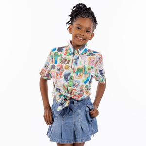 RSVLTS Mob Menagerie Youth KUNUFLEX Short Sleeve Shirt in Multicolor — front view