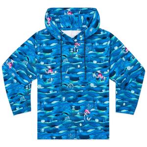 RSVLTS The Secret Grotto Youth Performance Hoodie in Blue — front view