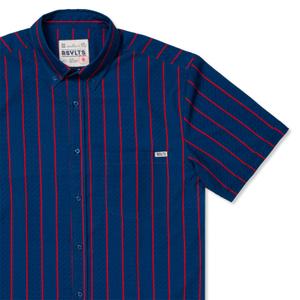 RSVLTS Winstripes KUNUFLEX Short Sleeve Shirt in Blue — front view