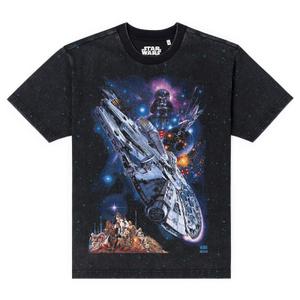 RSVLTS The Fate of the Galaxy Vintage Crewneck Tee in Black — front view