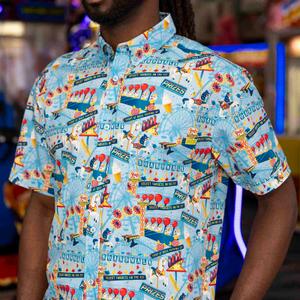 RSVLTS Boardwalk Bonanza KUNUFLEX Short Sleeve Shirt in Blue — front view