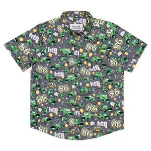 RSVLTS Chick Hicks 86 Youth KUNUFLEX Short Sleeve Shirt in Green — front view