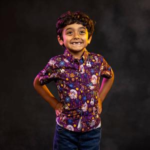 RSVLTS Remember Me Preschool KUNUFLEX Short Sleeve Shirt in Purple — front view