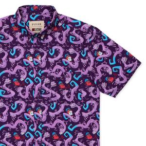 RSVLTS Slithering Sabotage KUNUFLEX Short Sleeve Shirt in Purple — front view