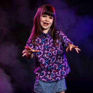 RSVLTS Slithering Sabotage Preschool KUNUFLEX Short Sleeve Shirt in Purple — front view