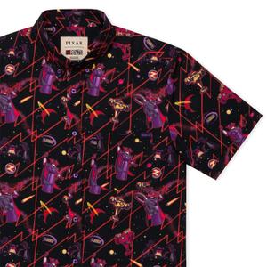 RSVLTS Emperor of Evil KUNUFLEX Short Sleeve Shirt in Black — front view