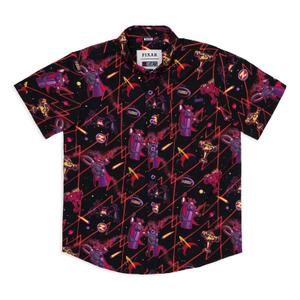 RSVLTS Emperor of Evil Youth KUNUFLEX Short Sleeve Shirt in Black — front view