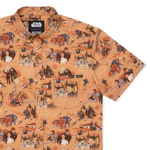 RSVLTS This Slumber Party's Over KUNUFLEX Short Sleeve Shirt in Orange — front view
