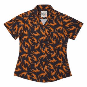 RSVLTS Easy Tiger Women's KUNUFLEX Short Sleeve Shirt in Black — front view