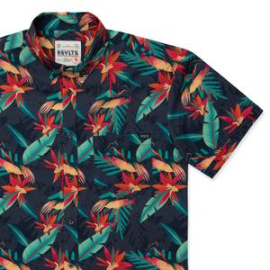 RSVLTS You Heron Me? KUNUFLEX Short Sleeve Shirt in Black — front view