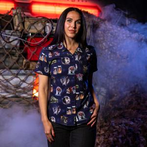 RSVLTS Royal Rebel Women's KUNUFLEX Short Sleeve Shirt in Black — front view