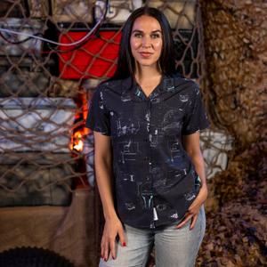 RSVLTS Helmetrics Women's KUNUFLEX Short Sleeve Shirt in Black — front view
