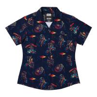 RSVLTS Wookiee Warp Women's KUNUFLEX Short Sleeve Shirt in Black — front view