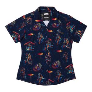 RSVLTS Wookiee Warp Women's KUNUFLEX Short Sleeve Shirt in Black — front view