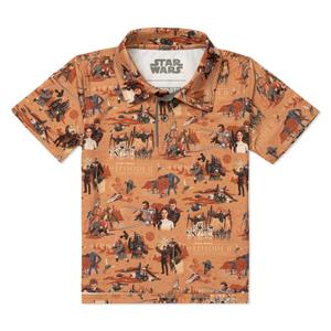 RSVLTS This Slumber Party's Over Preschool All-Day Polo in Orange — front view