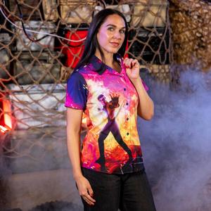RSVLTS Kanan's Sacrifice Women's KUNUFLEX Short Sleeve Shirt in Multicolor — front view