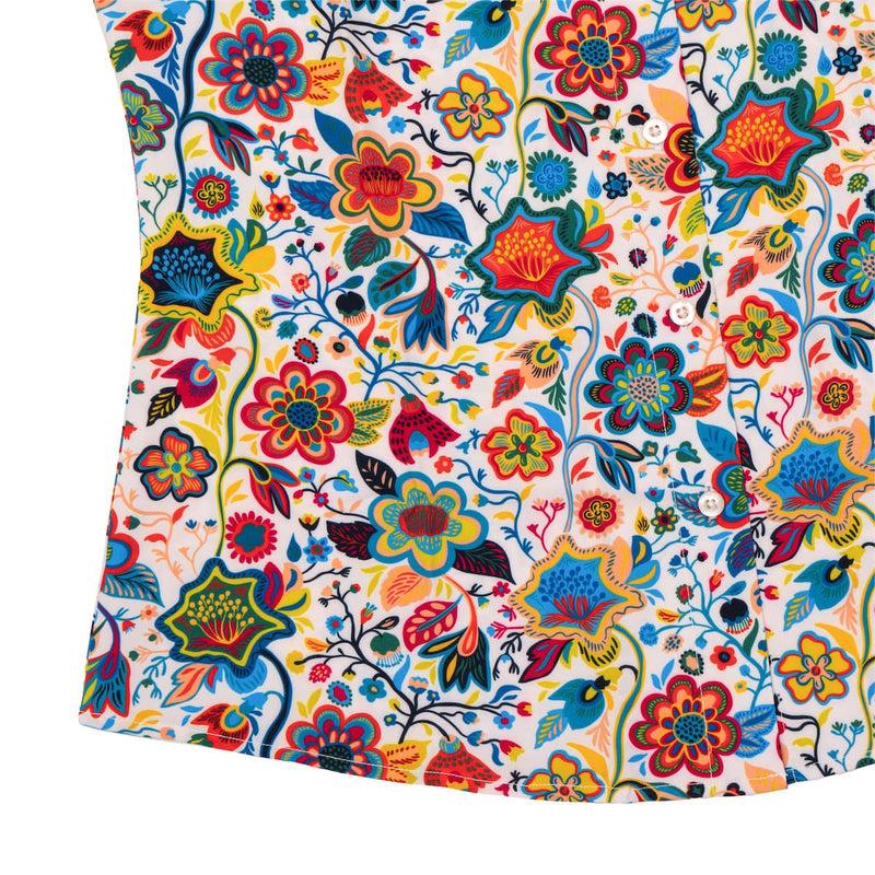 RSVLTS Lush Summer Daydream Women's KUNUFLEX Short Sleeve Shirt in Multicolor — detail 4