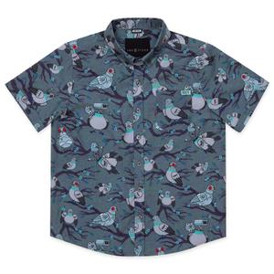RSVLTS Bird Watching Youth KUNUFLEX Short Sleeve Shirt in Gray — front view