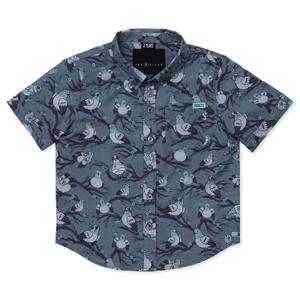 RSVLTS Bird Watching Preschool KUNUFLEX Short Sleeve Shirt in Gray — front view