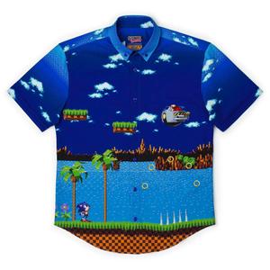 RSVLTS Green Hill Zone Showdown KUNUFLEX Short Sleeve Shirt in Blue — front view